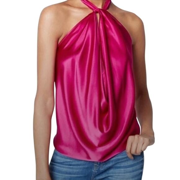 RAMY BROOK Top NEW Size M Harriet Silk Halter Tank Top Convertible Pink Fuchsia - Picture 1 of 6